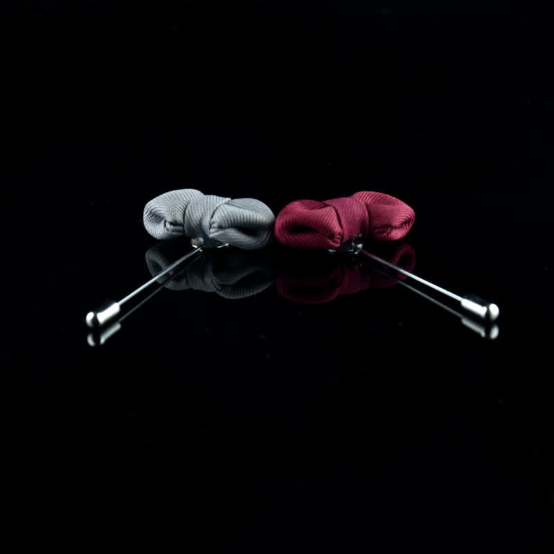 Spilla da bavero in tessuto a forma di papillon a punta da uomo per matrimonio - image 5