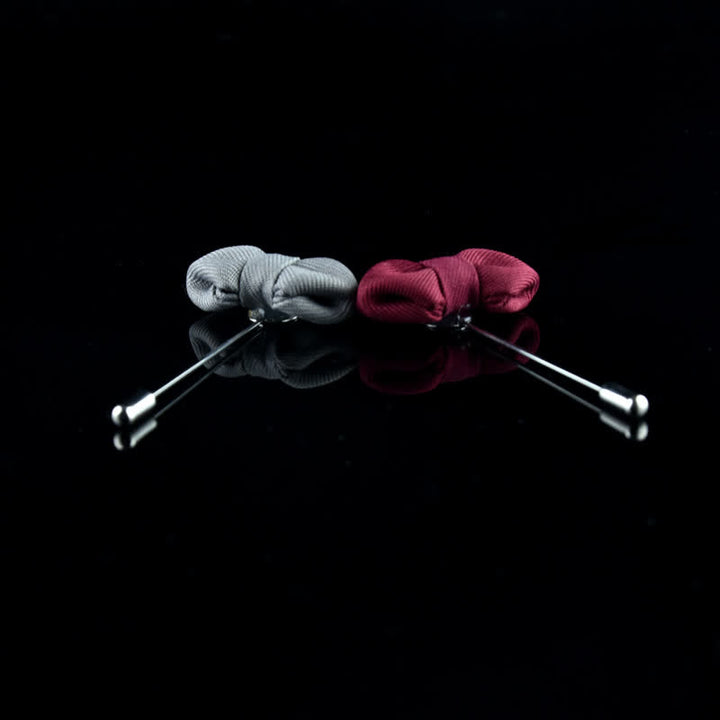 Spilla da bavero in tessuto a forma di papillon a punta da uomo per matrimonio - image 5