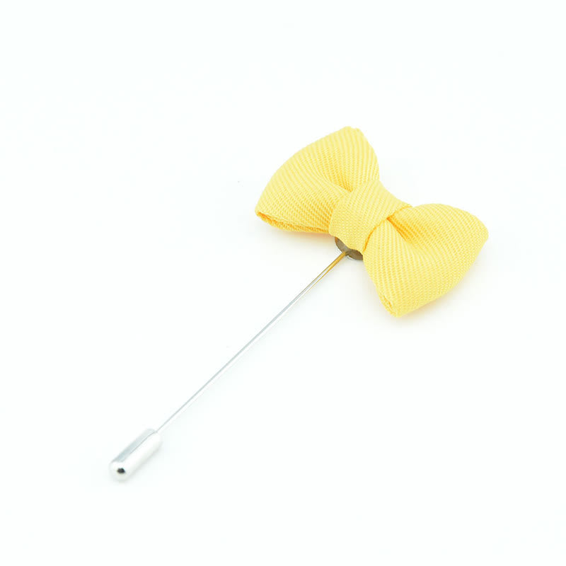 Spilla da bavero in tessuto a forma di papillon da uomo, a forma di fiore all'occhiello per matrimonio - Giallo - image 17