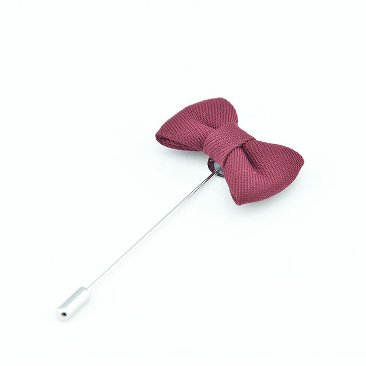 Spilla da bavero in tessuto a forma di papillon da uomo, a forma di fiore all'occhiello per matrimonio - Vino rosso - image 5