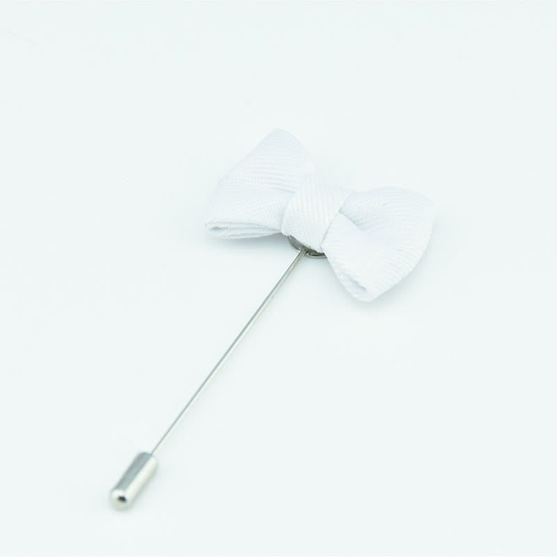 Spilla da bavero in tessuto a forma di papillon da uomo, a forma di fiore all'occhiello per matrimonio - Bianco - image 10