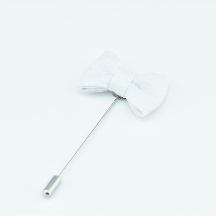 Spilla da bavero in tessuto a forma di papillon da uomo, a forma di fiore all'occhiello per matrimonio - Bianco - image 10