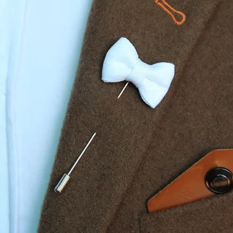 Spilla da bavero in tessuto a forma di papillon da uomo, a forma di fiore all'occhiello per matrimonio - image 11