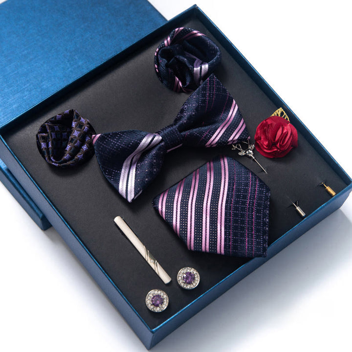 Set di 8 pezzi con papillon, fazzoletto da taschino e spilla - Stile n. 7 - image 12