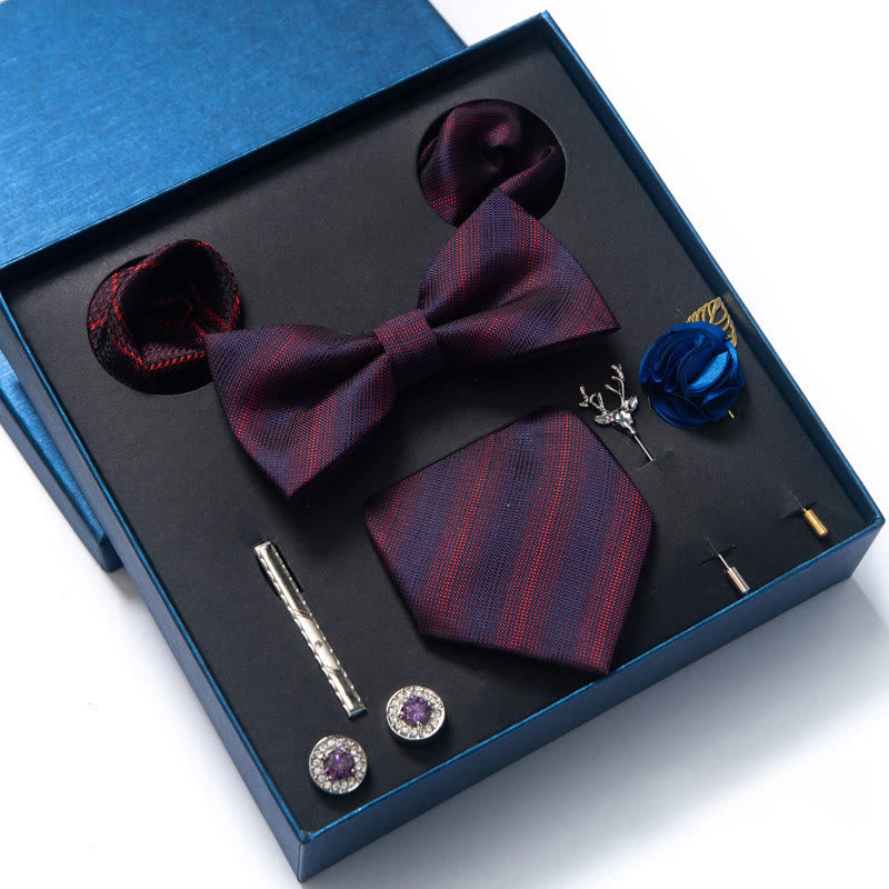 Set di 8 pezzi con papillon, fazzoletto da taschino e spilla - Stile n. 1 - image 0