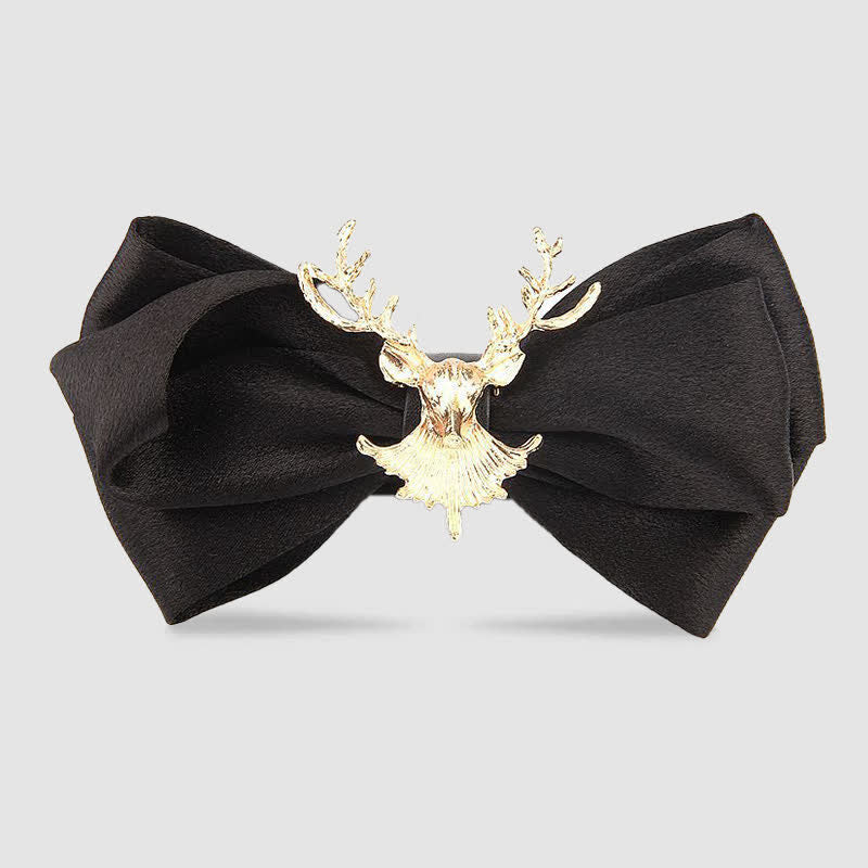 Papillon festivo con decorazione in metallo a forma di testa di cervo - Nero n. 1 - image 1