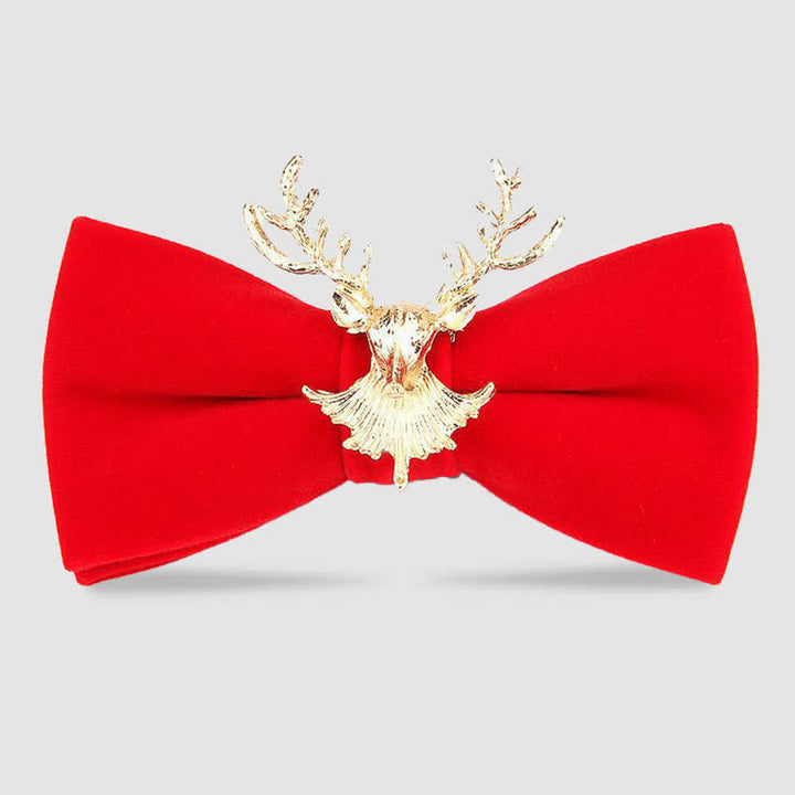 Papillon festivo con decorazione in metallo a forma di testa di cervo - Rosso brillante - image 10