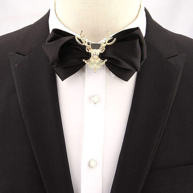 Papillon festivo con decorazione in metallo a forma di testa di cervo - image 0