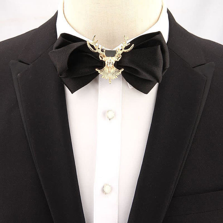 Papillon festivo con decorazione in metallo a forma di testa di cervo - image 0