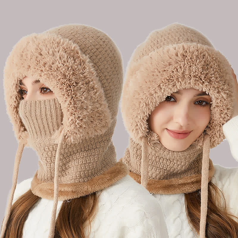 Berretto in maglia di peluche 3 in 1 con sciarpa e maschera - image 4