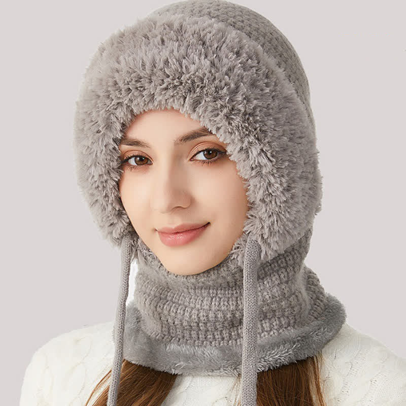 Berretto in maglia di peluche 3 in 1 con sciarpa e maschera - image 2