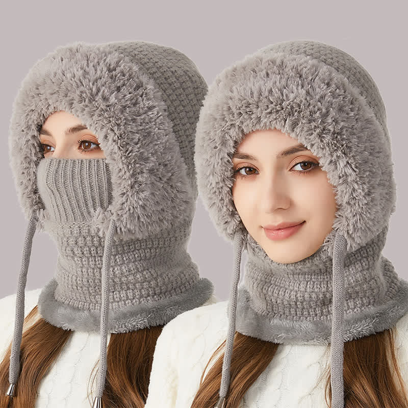 Berretto in maglia di peluche 3 in 1 con sciarpa e maschera - image 1