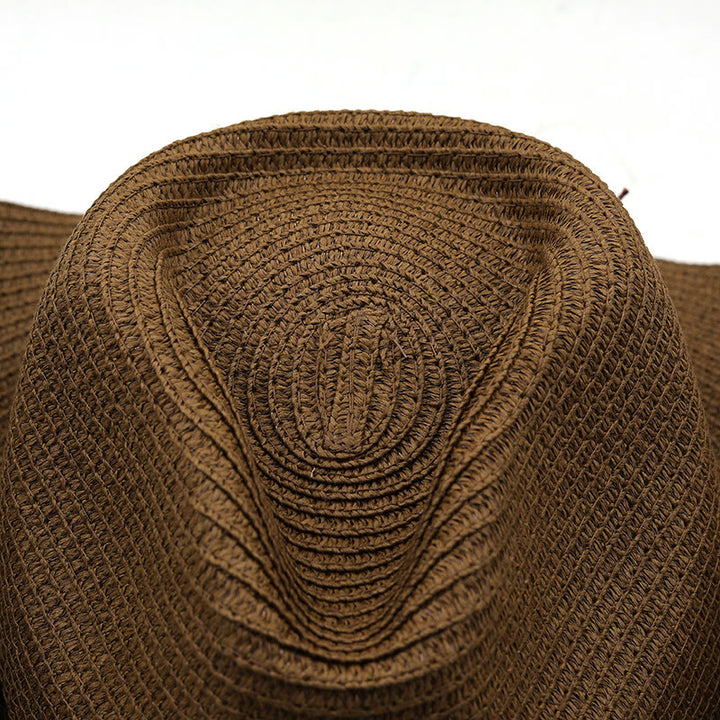 Cappello di paglia da uomo con testa di toro in argento occidentale e cintura nera - image 2