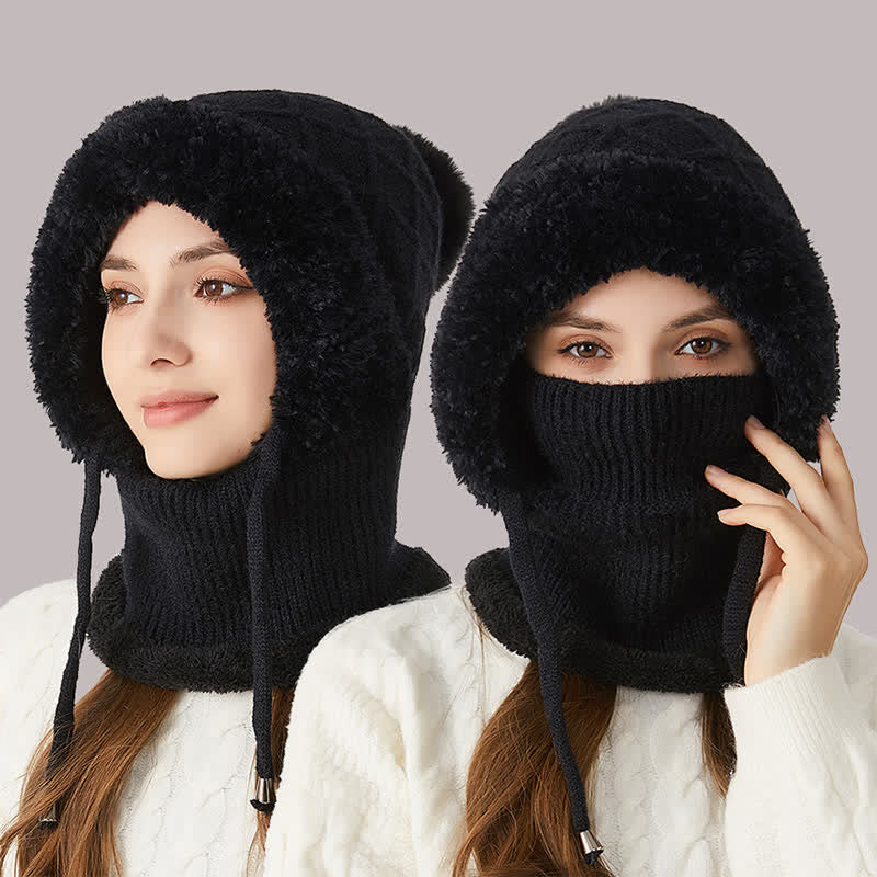 Berretto caldo in maglia 3 in 1 per esterni con sciarpa e mascherina - image 1