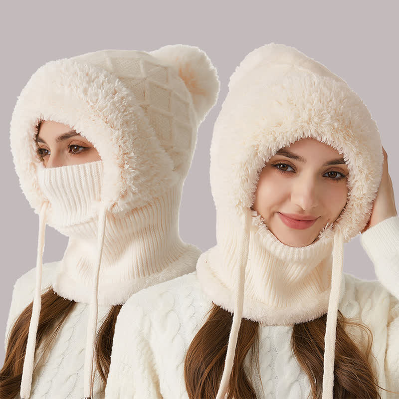 Berretto caldo in maglia 3 in 1 per esterni con sciarpa e mascherina - image 10