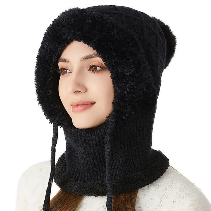 Berretto caldo in maglia 3 in 1 per esterni con sciarpa e mascherina - Nero - Regolabile (22"-23 1/4") - image 0