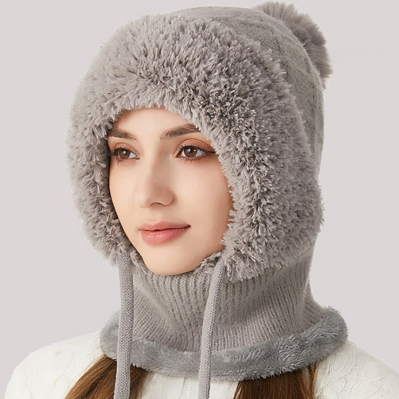 Berretto caldo in maglia 3 in 1 per esterni con sciarpa e mascherina - Grigio - Regolabile (22"-23 1/4") - image 13
