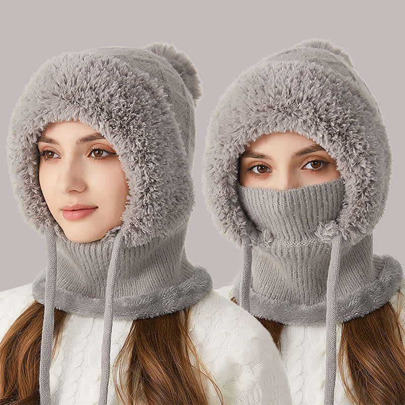 Berretto caldo in maglia 3 in 1 per esterni con sciarpa e mascherina - image 14