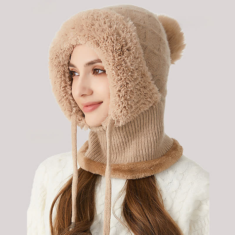 Berretto caldo in maglia 3 in 1 per esterni con sciarpa e mascherina - Cachi - Regolabile (22"-23 1/4") - image 2