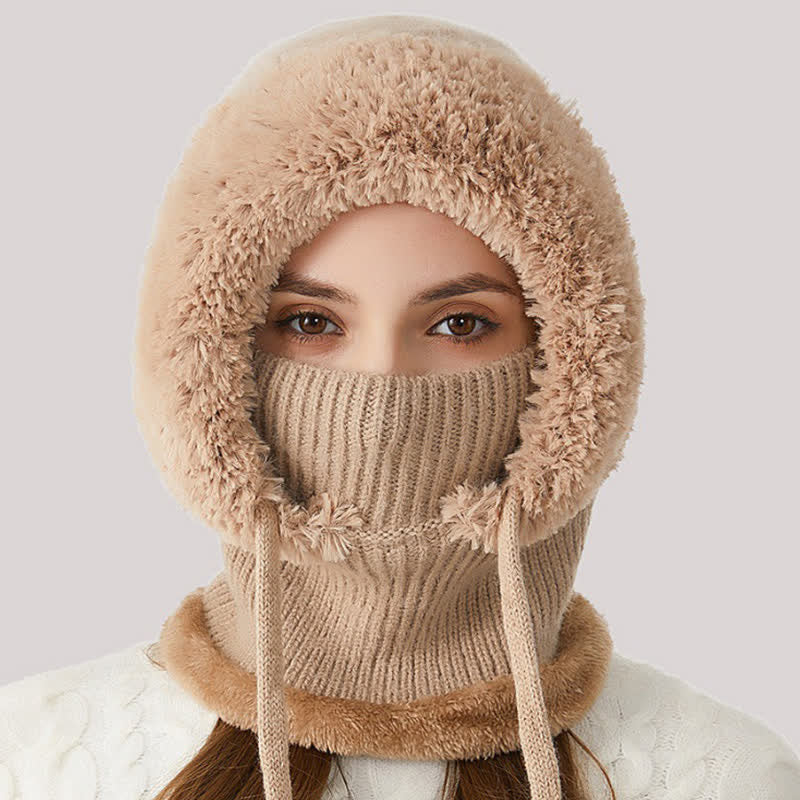 Berretto caldo in maglia 3 in 1 per esterni con sciarpa e mascherina - image 3