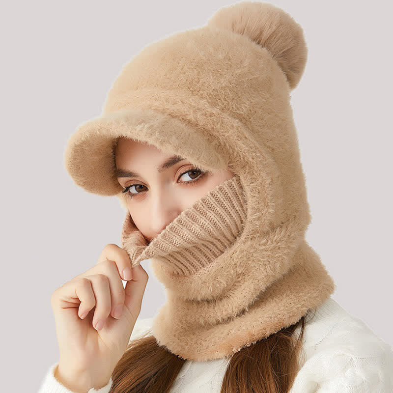 Berretto lavorato a maglia con visiera 3 in 1, sciarpa e mascherina - image 4