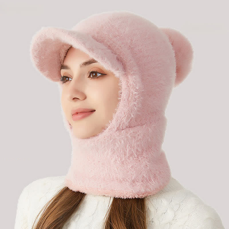 Berretto lavorato a maglia con visiera 3 in 1, sciarpa e mascherina - Rosa - Regolabile (22"-23 1/4") - image 12