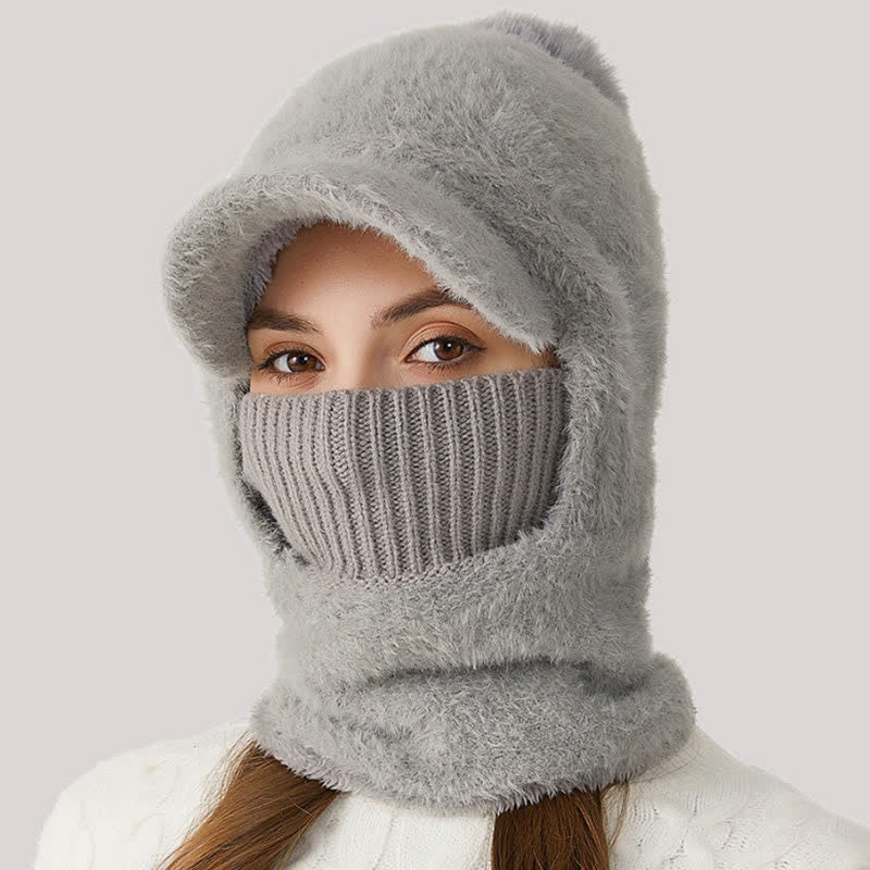 Berretto lavorato a maglia con visiera 3 in 1, sciarpa e mascherina - image 2