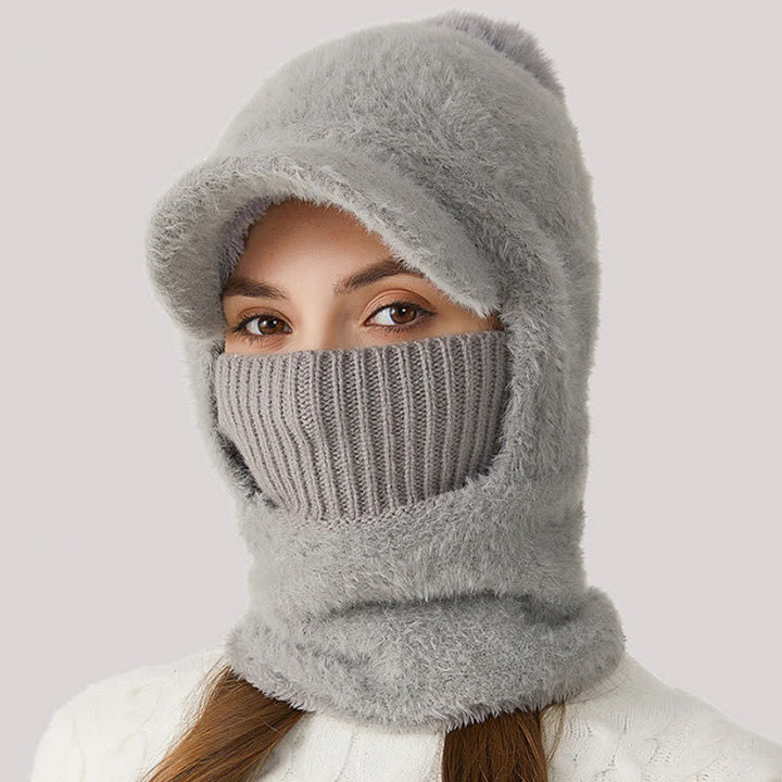 Berretto lavorato a maglia con visiera 3 in 1, sciarpa e mascherina - image 2