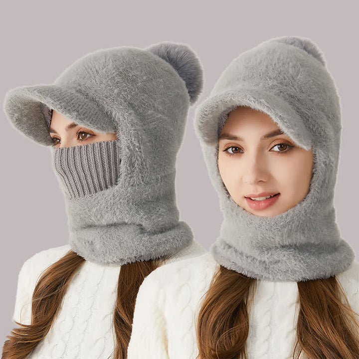 Berretto lavorato a maglia con visiera 3 in 1, sciarpa e mascherina - image 1