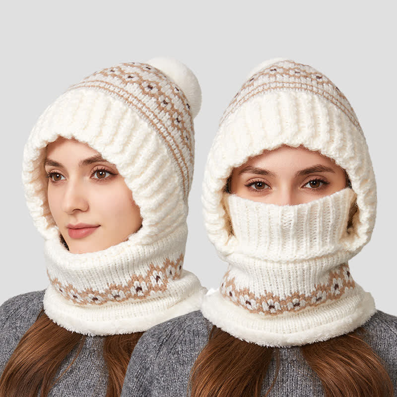 Berretto etnico in maglia jacquard 3 in 1 con sciarpa e mascherina - image 9