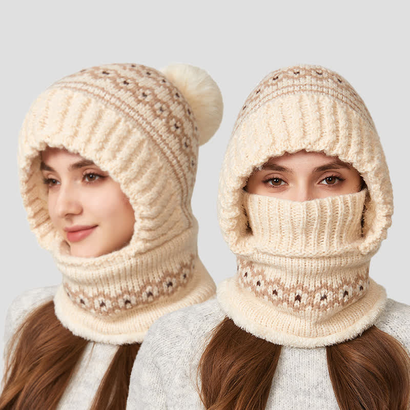 Berretto etnico in maglia jacquard 3 in 1 con sciarpa e mascherina - image 3