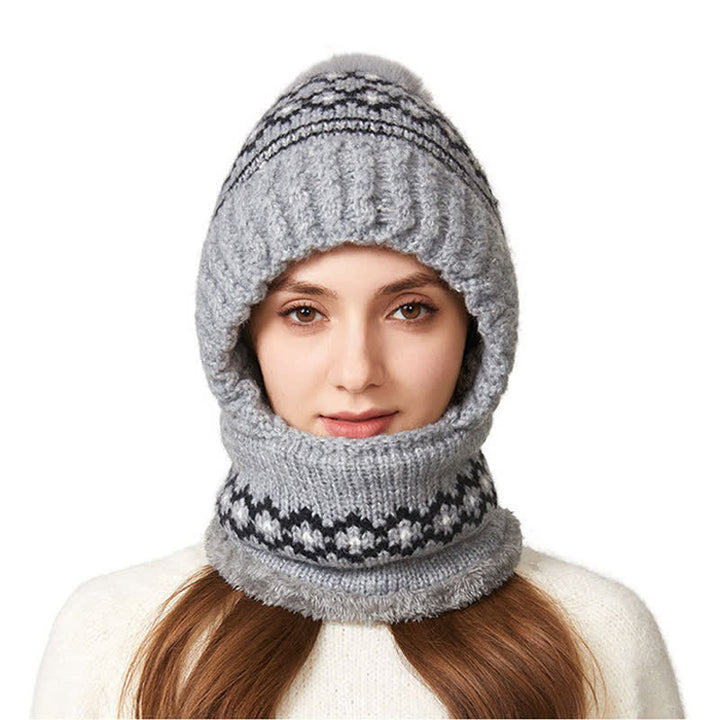 Berretto etnico in maglia jacquard 3 in 1 con sciarpa e mascherina - image 14