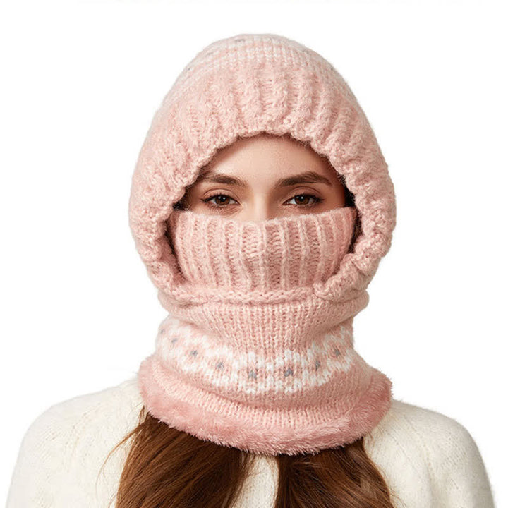 Berretto etnico in maglia jacquard 3 in 1 con sciarpa e mascherina - Rosa - Regolabile (21 5/8"-22 7/8") - image 16