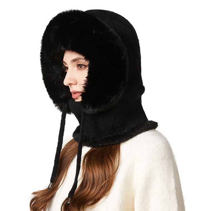 Berretto lavorato a maglia 3 in 1 con sciarpa e mascherina in twill di peluche - Nero - M (22"-22 7/8") - image 4