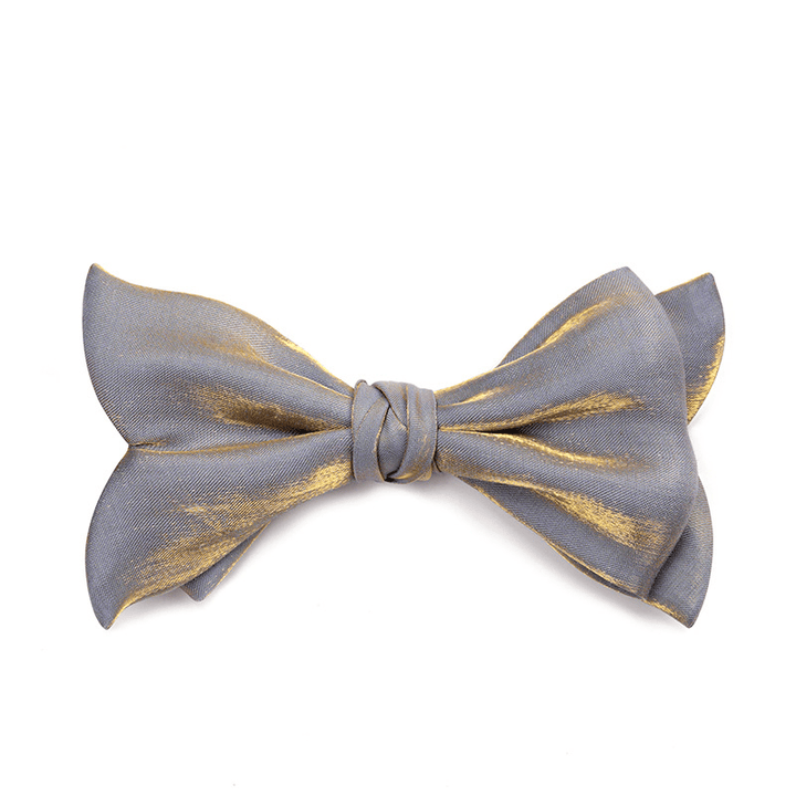 Papillon da uomo a coda di pesce in tinta unita - Stile n. 1 - Grigio - image 3