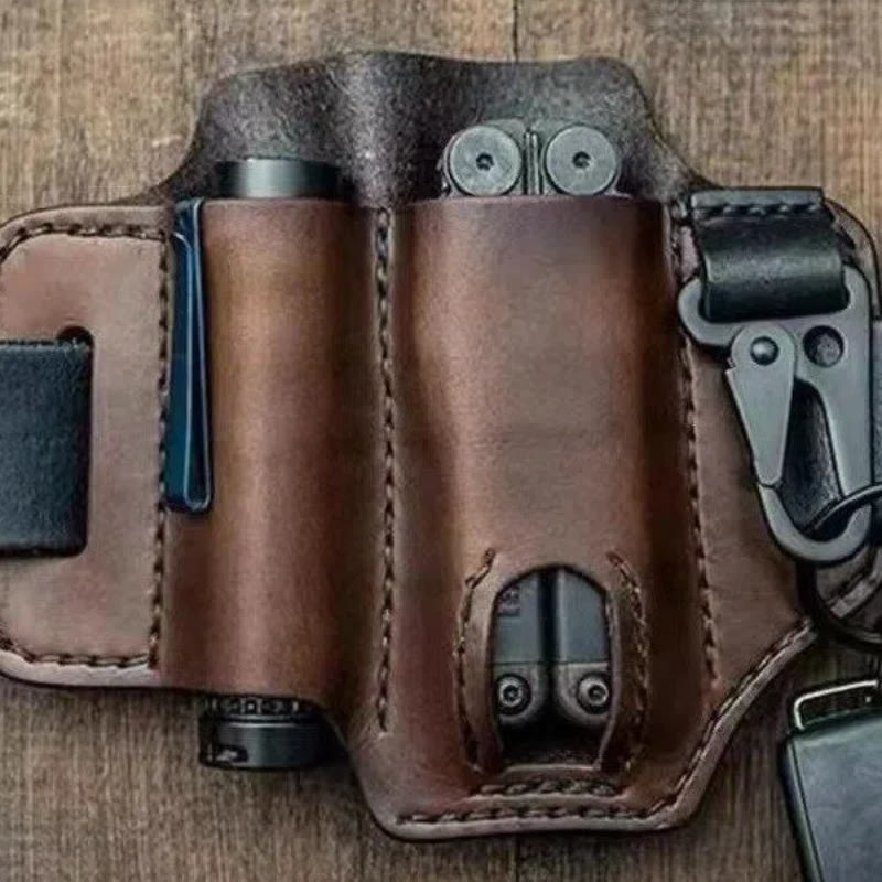 Portafoglio tattico da sopravvivenza in pelle con cintura - image 0