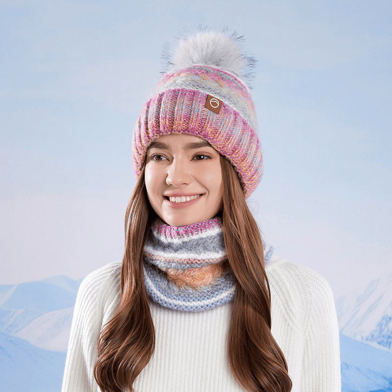 2 pezzi di berretto lavorato a maglia colorato invernale per tenere al caldo il collo - image 1