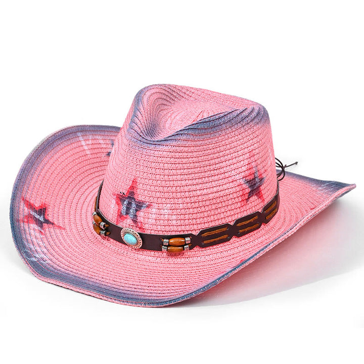 Cappello da cowboy in paglia da uomo con cintura turchese bohémien - Stile n. 5 - M (22"-22 7/8") - image 5
