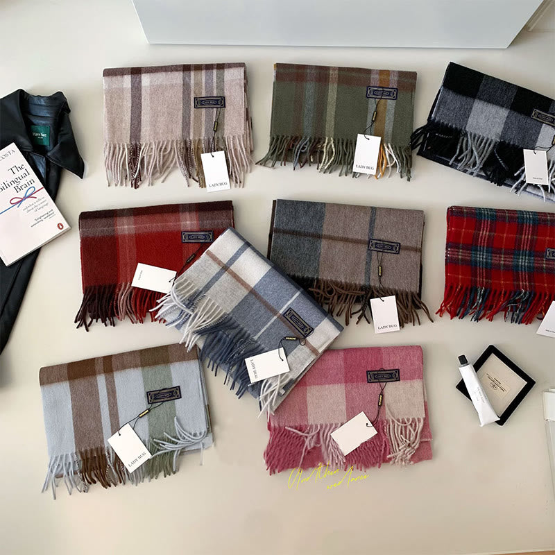 Sciarpa invernale da donna in lana scozzese vintage, calda e calda - image 1