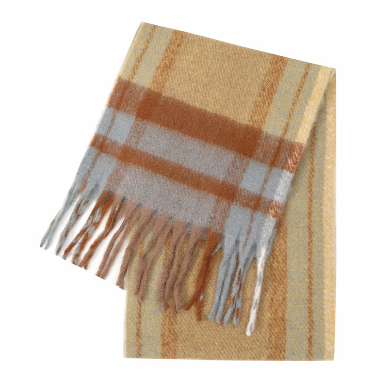 Sciarpa scialle con nappe a quadri spesse e calde, da donna, invernale - image 5