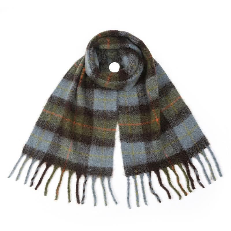 Sciarpa scialle con nappe a quadri spesse e calde, da donna, invernale - Verde - image 0