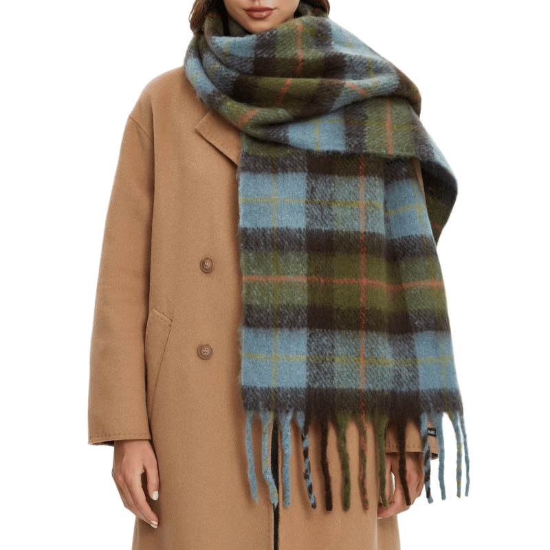 Sciarpa scialle con nappe a quadri spesse e calde, da donna, invernale - image 1