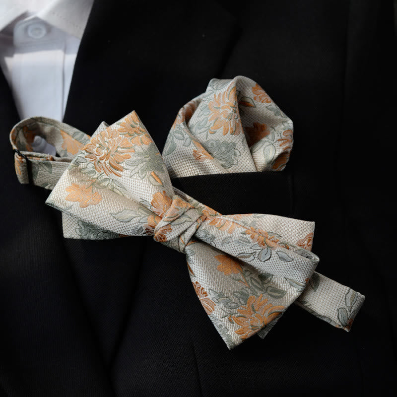 Confezione regalo da 5 papillon beige con motivo floreale da uomo - image 1