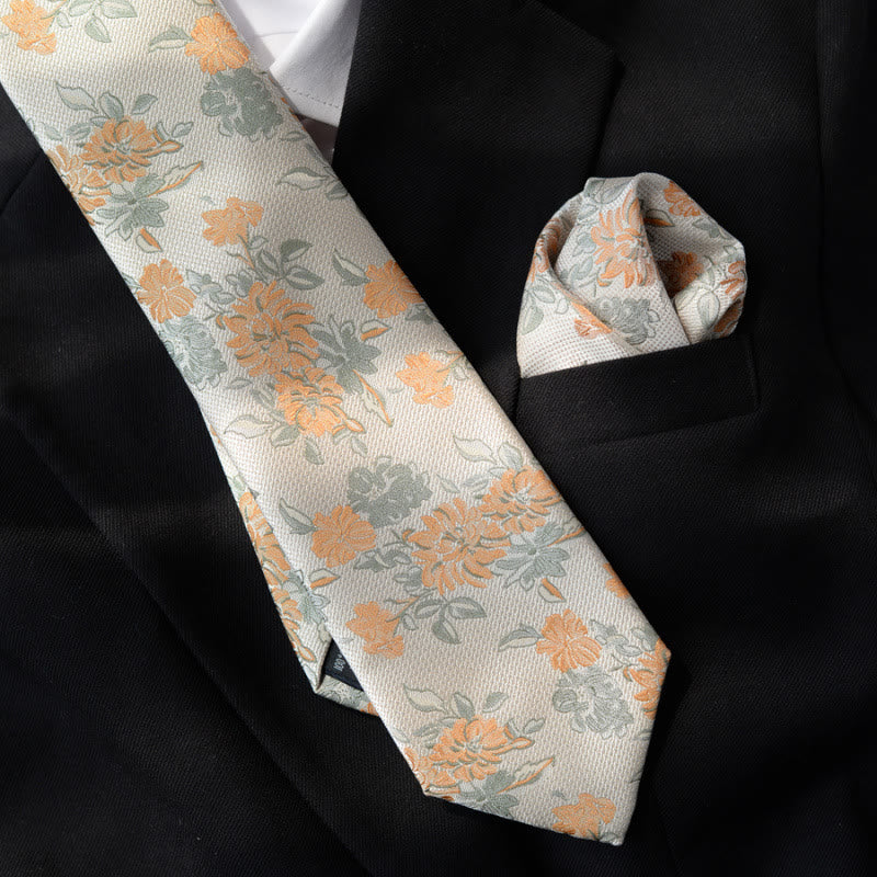 Confezione regalo da 5 papillon beige con motivo floreale da uomo - image 2