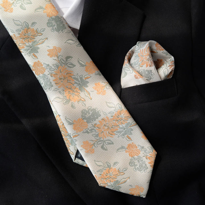 Confezione regalo da 5 papillon beige con motivo floreale da uomo - image 2