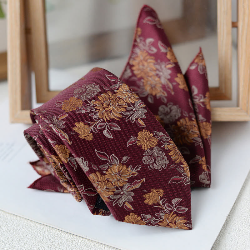 Confezione regalo da 5 papillon da uomo con motivo floreale bordeaux - image 2