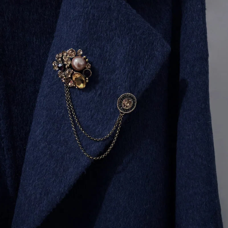 Spilla vintage a catena floreale con perle multi-gemma - image 1