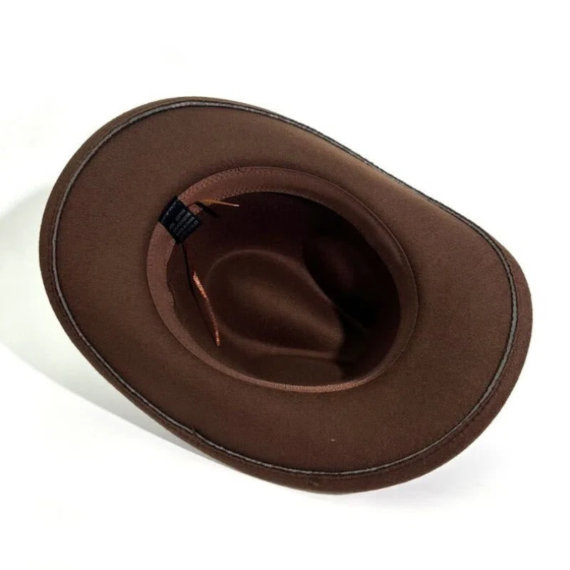 Cappello da cowboy da uomo in stile western con cintura e tesa a forma di testa di toro in metallo - image 4