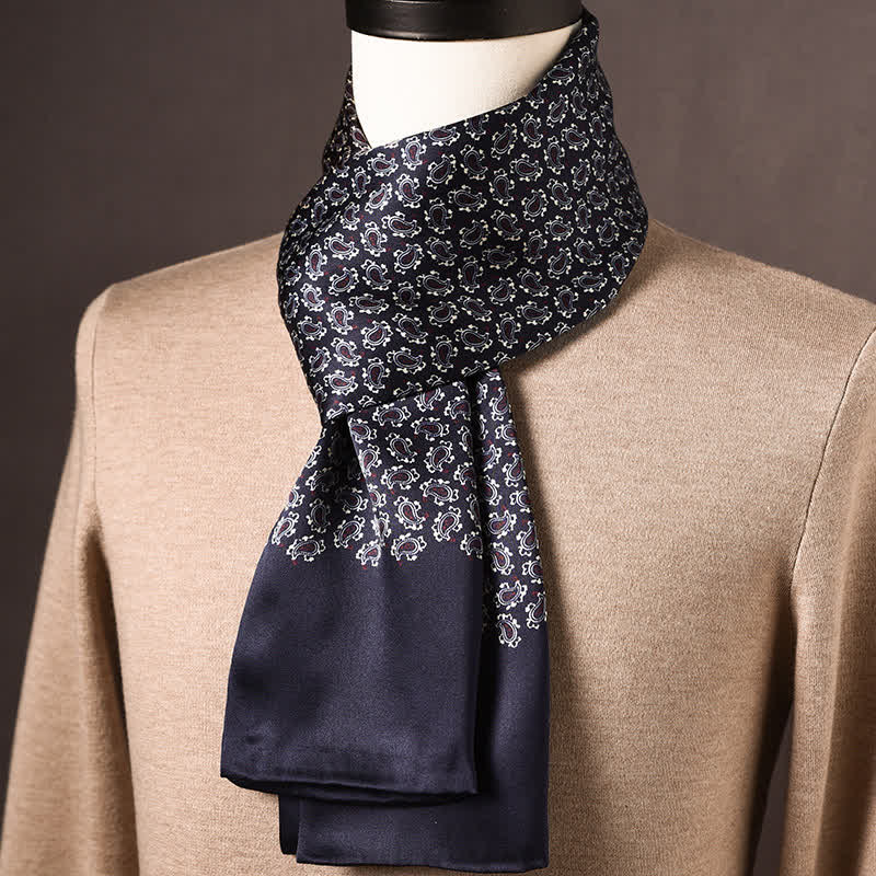 Sciarpa lunga in pura seta da uomo in stile etnico retrò - Stile n. 1 - image 0