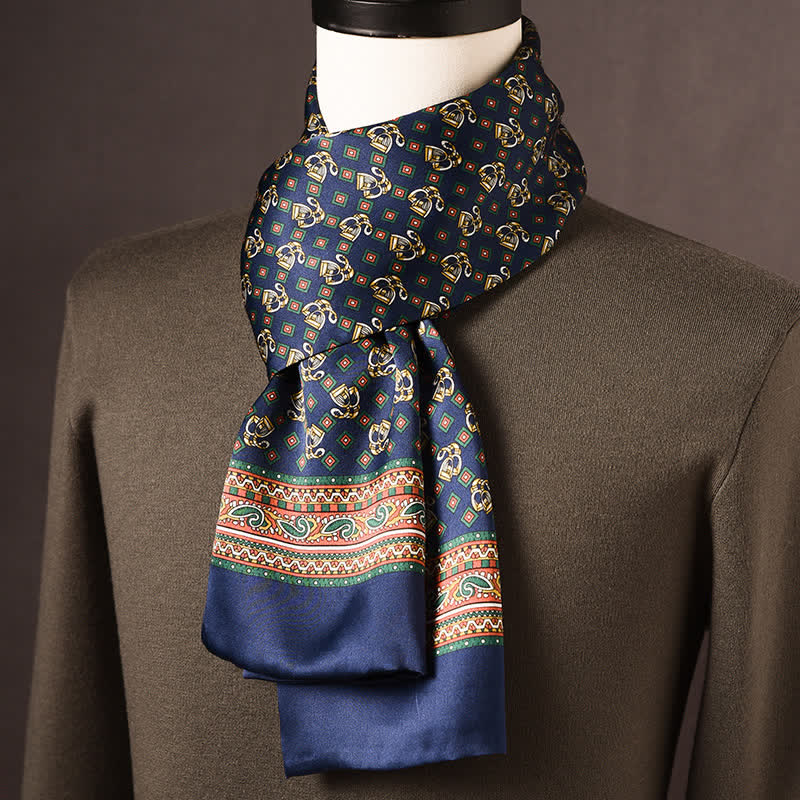 Sciarpa lunga in pura seta da uomo in stile etnico retrò - Stile n. 16 - image 15